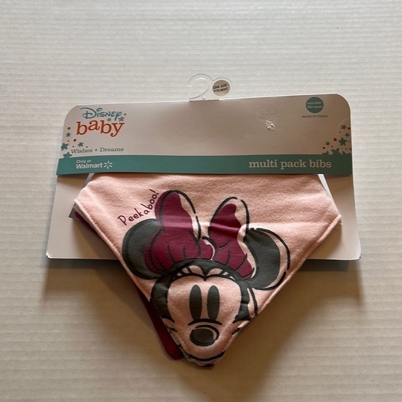 NWT-Disney baby-multi pack bibs. Pink/cream/burgundy to button up in the back. - Picture 1 of 5